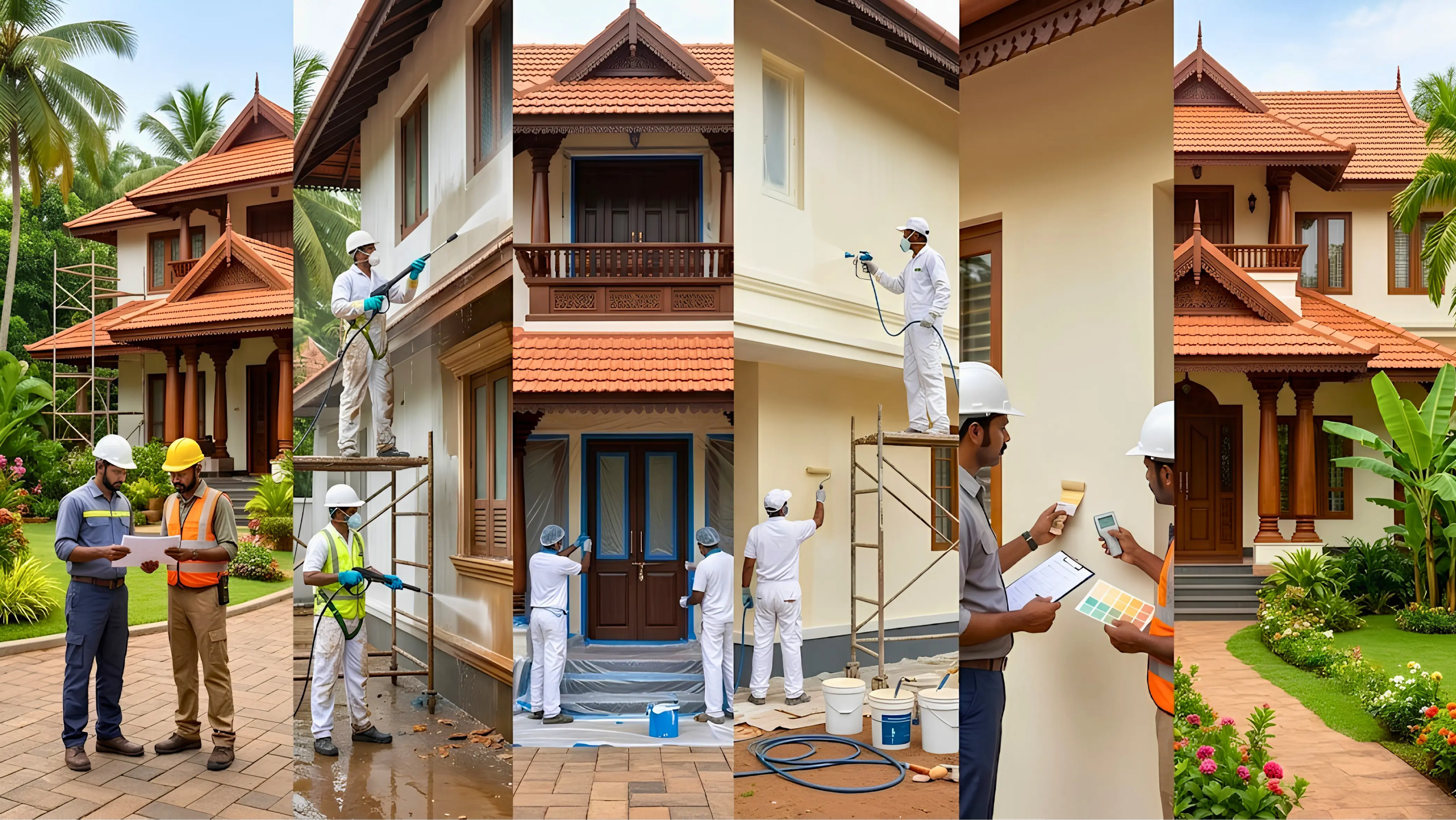 Detailed house painting surface preparation and application process Kerala